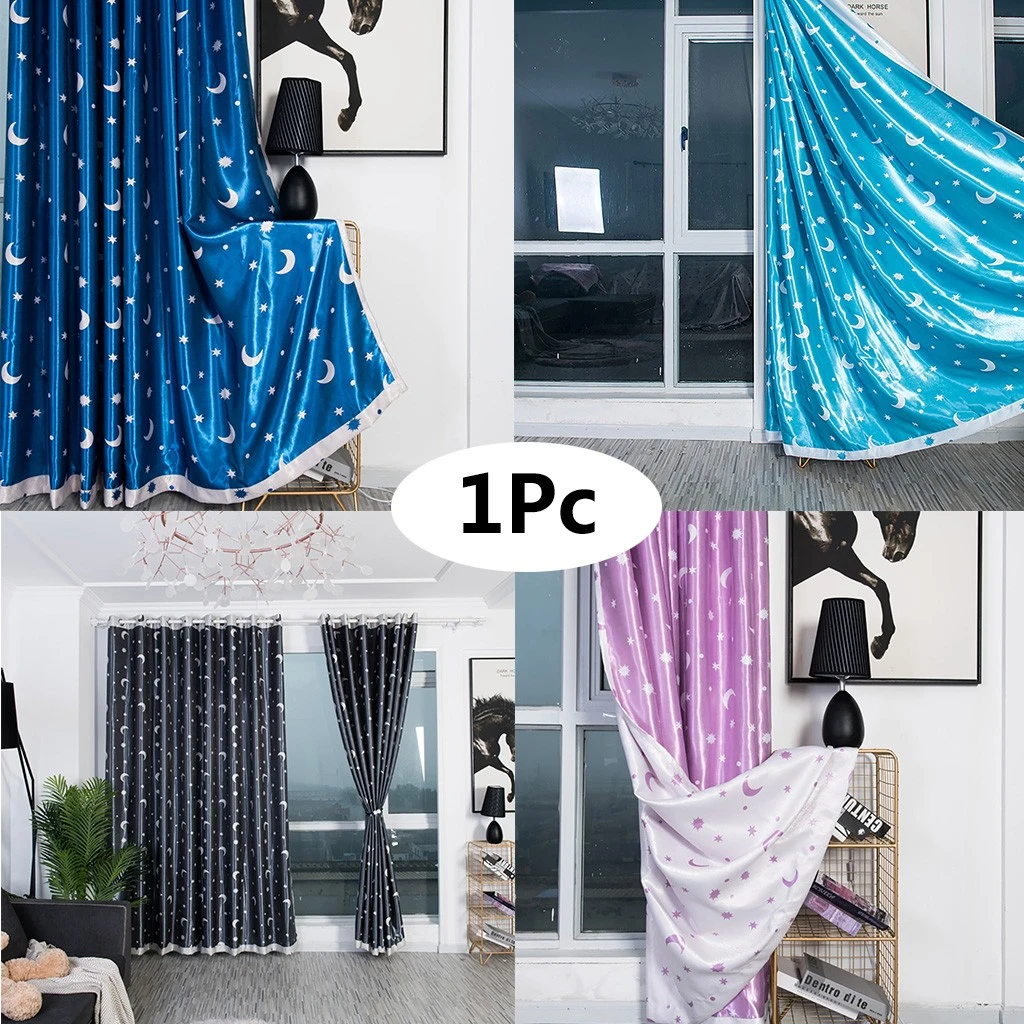 1 pieza dibujos animados grandes estrellas Luna para bebé niños habitación de oscurecimiento aislamiento ventana dormitorio hecho medida 130X200|Cortinas| - AliExpress