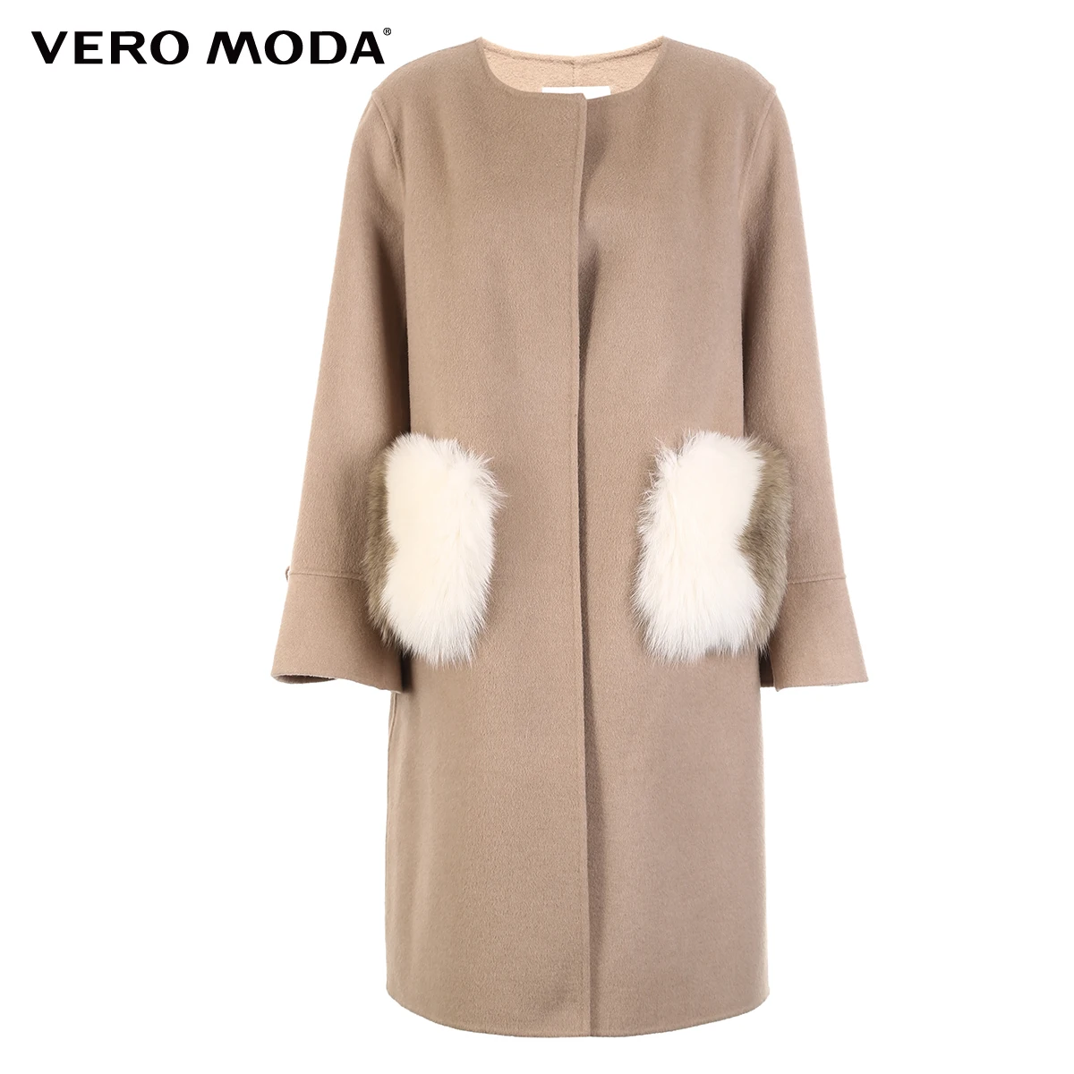 Vero Moda зимнее женское Пальто из лисьего меха карманом пальто женское| 318327553