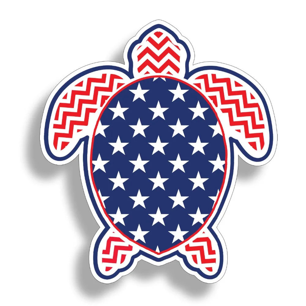 

3" Sea Turtle Sticker Stars Stripe American Cup Cooler Phone Laptop Vinyl Decal