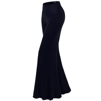

Summer Autumn Solid Elegant Female Lady Women's Palazzo Flared Wide Killer Legs Pants High Waist OL Ladies Career Long Trousers