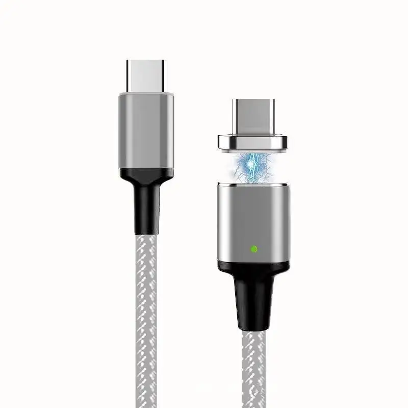silve and black Завод PD Быстрая зарядка нейлоновый Плетеный 5А Магнитный usb type C кабель типа C - Цвет: silve and black