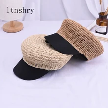 Новая летняя бейсбольная кепка Кепка Солнцезащитная Соломенная женская Повседневная элегантная Женский берет в английском стиле модная весенняя винтажная шляпа