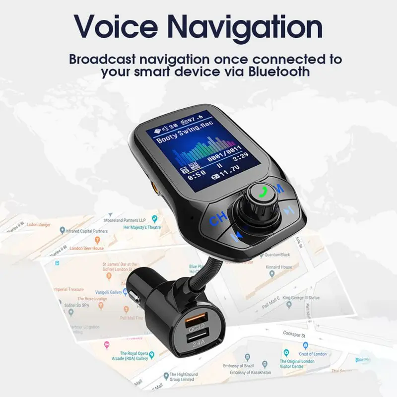 Автомобильное двойное USB зарядное устройство QC3.0 Bluetooth 5,0 fm-передатчик автомобильный модулятор Voiture MP3 радио плеер приемник без потерь музыка