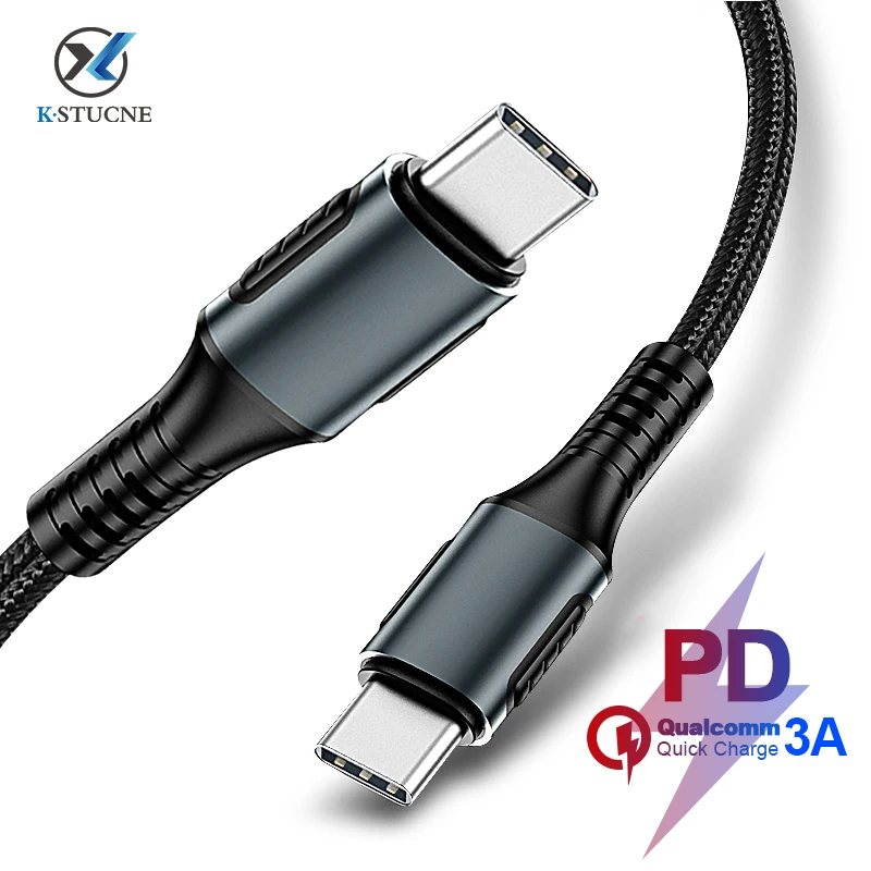 

KSTUCNE USB Type C to USB C Cable For Samsung S9 Oneplus 7 Pro Quick Charge 3.0 USBC PD Fast Charging Charger USB-C Type-C Cable