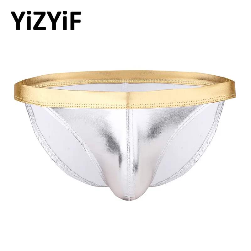 

Swimwear Men Swimsuit Gay Underwear Bikini Briefs Lingerie Swimming Suit Wetlook Patent Leather Low Rise Pouch Male Panties