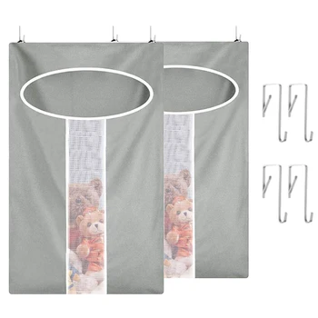 

2 Pack Door-Hanging Laundry Hamper Bag, Rip-Stop Toy Storage Bag, Foldable & Space Saving Corner Laundry Organiser with 2PCS Sta
