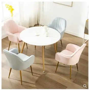 

Nordic ins simple wrought iron leisure home dining chair light luxury beauty net red chair backrest makeup nail chair