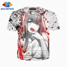 Забавная футболка с 3d принтом аниме модная футболка для мужчин и женщин детские футболки Harajuku DARLING in the FRANXX Zero homme футболка A22