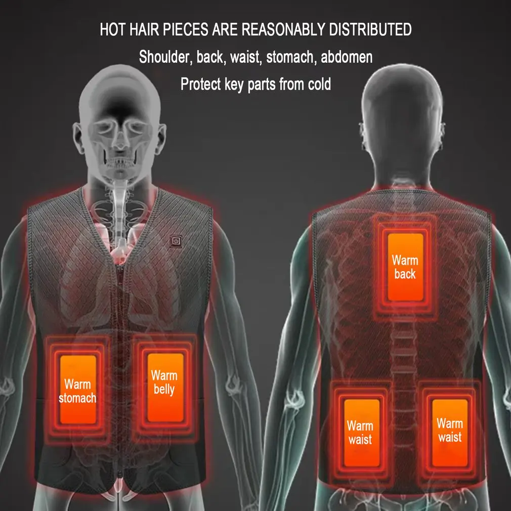 Электрический жилет для зарядки, умный нагревательный жилет, САМОНАГРЕВАЮЩАЯСЯ одежда, постоянная температура, теплый жилет для талии, одежда