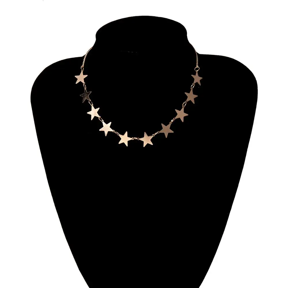 Готическая богемная крошечная звезда, колье, ожерелье для женщин, массивное ожерелье, корейское минимальное сердце, цепочка, ожерелье, украшения для отдыха