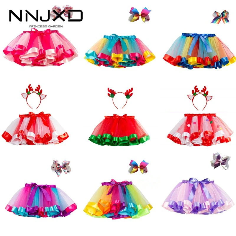 Baby Girls Christmas Skirt Tutu Rainbow Party Girls Skirt Children's