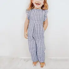 Милая одежда для маленьких девочек; Новинка; Модный клетчатый комбинезон для девочки; комбинезон; Повседневный хлопковый костюм для праздника; Новинка