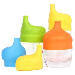 Children's silicone straw cap reusable stretchable and leak-proof feeding bottle