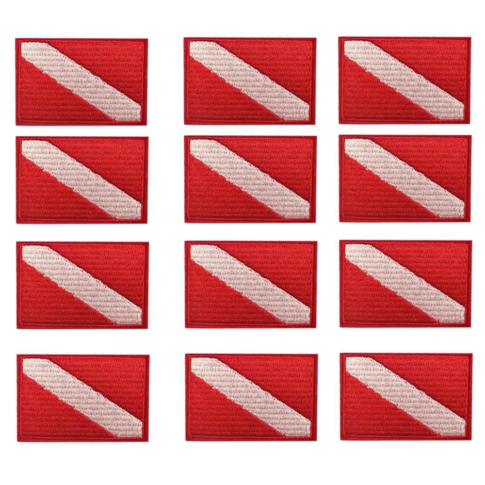12PC 6PC Scuba Diving Flag Iron Vest Embroidery Backpack Patch Patches Embroidered Snorkeling for Cap Swimming Bag Badge On
