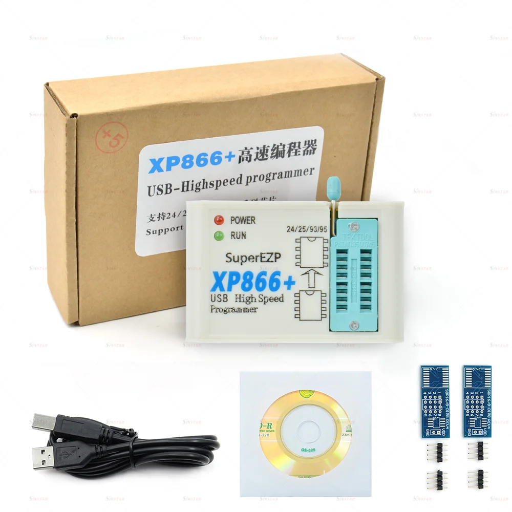 오리지널 XP866 USB SPI 프로그래머+ 2개의 표준 어댑터 Sop8/16 지원 24 25 93 95 EEPROM 플래시 BIOS 미니프로 노트북 PC 프로그래밍