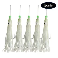 AS 5pcs Lure Fishing Hooks Glow Octopus Squid Skirts Inchiku Jig Slow Fast Jigging Metal Falling Bait Pesca Assist Tackle