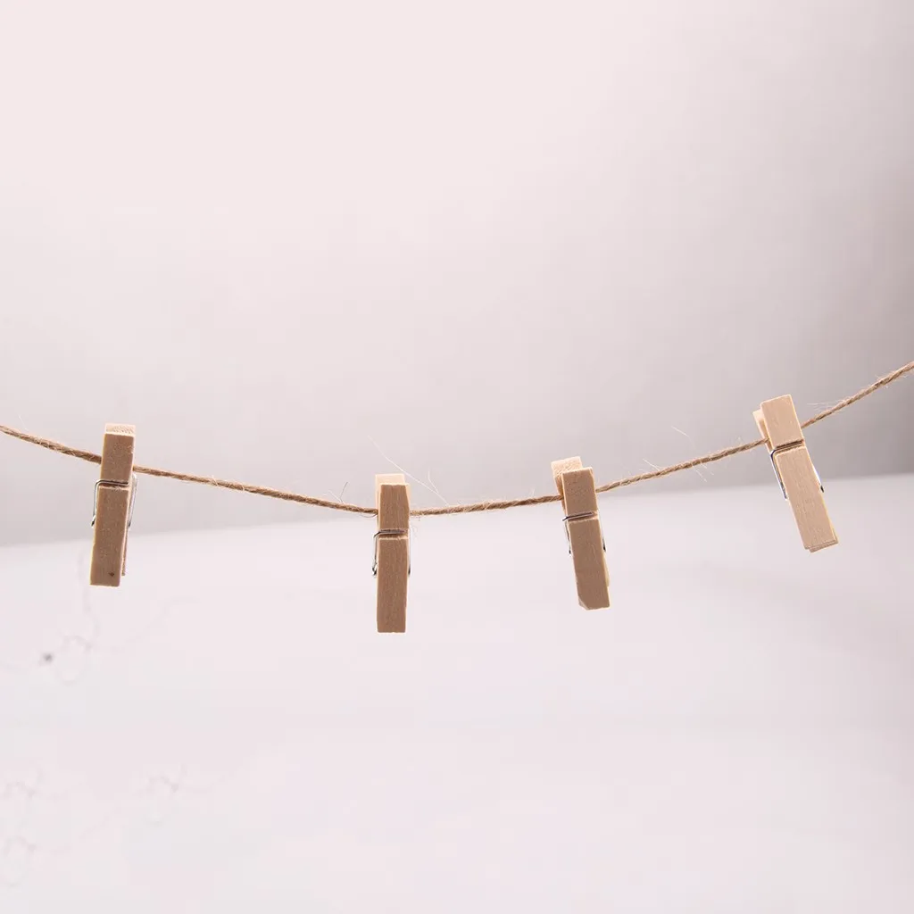 Натуральная садовая веревка 100 шт деревянная прищепка 3,5 см 100 м натуральная Текстильная лента клубок веревки из пеньки садовый шнур Ремесло Подарочная упаковка