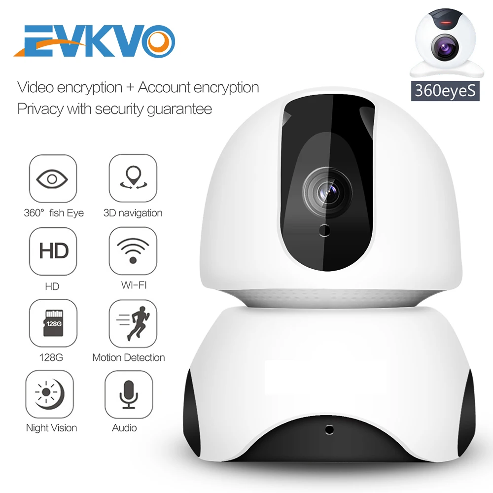 

EVKVO 360eyes APP 1080P Alarm IP Camera Surveillance WIFI Camera Night Vision CCTV Camera Baby Monitor 1920*1080 P2P Network