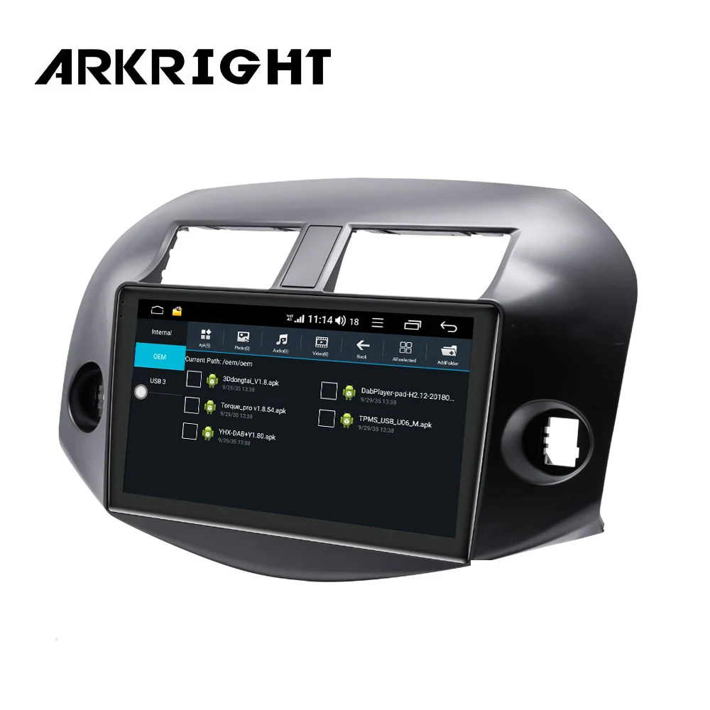 ARKRIGHT 10,1 ''1 Din Android 8,1 автомобильный радиоприемник/4+ 64 Гб автомобиля mulitimedia плеер с gps-навигатором для Toyota RAV4 2007-2011 Поддержка 4G