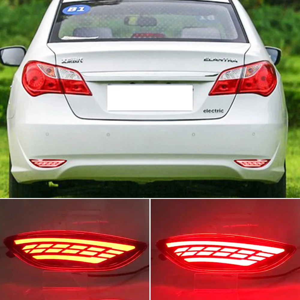 2PCS Rear Bumper Reflector Brake Light For Hyundai Accent Verna Brio Solaris 2008-2015 Red Lens LED Car Warning Fog Lamp |