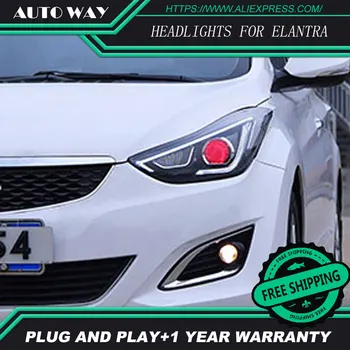 

Car Styling Head Lamp case for Hyundai Elantra Headlights Elantra 2012-2016 LED Headlight DRL Lens Double Beam Bi-Xenon HID