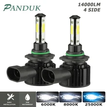 PANDUK 14000LM 4 Mặt H7 Đèn Pha LED H1 Turbo H4 9005 HB3 9006 HB4 LED H8 H11 Bóng Đèn 6000K đèn 360 Độ Diode Tự Động Sương Mù