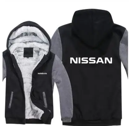 Темно-серый Nissan толстовки куртка Зимний пуловер автомобиль человек пальто для мужчин шерстяная подкладка флис унисекс Nissan толстовки - Цвет: Темно-серый