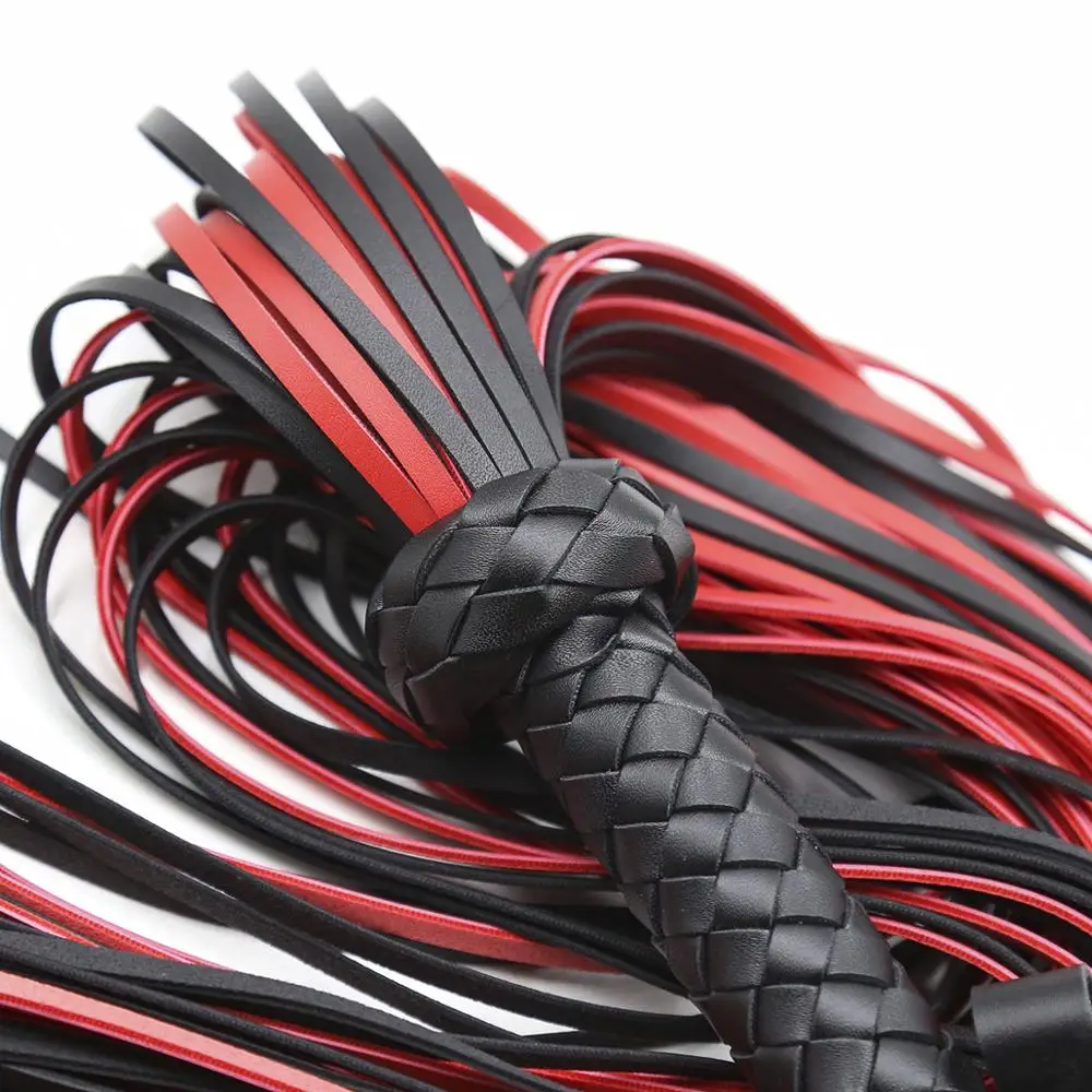 Фетиш черный и красный плетка из кожи ПУ Flogger ручка шлепки Paddle Knout флирт БДСМ