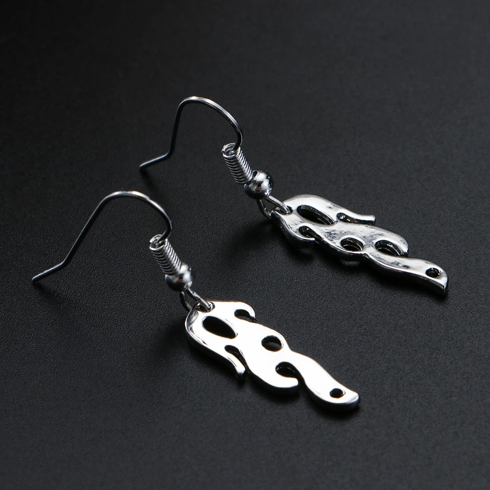 

2019 Harajuku streetwear Flame Unisex Earrings Punk Accessory Rock Chain Earrings Nightclub Trending Streetwear Punk Jewel