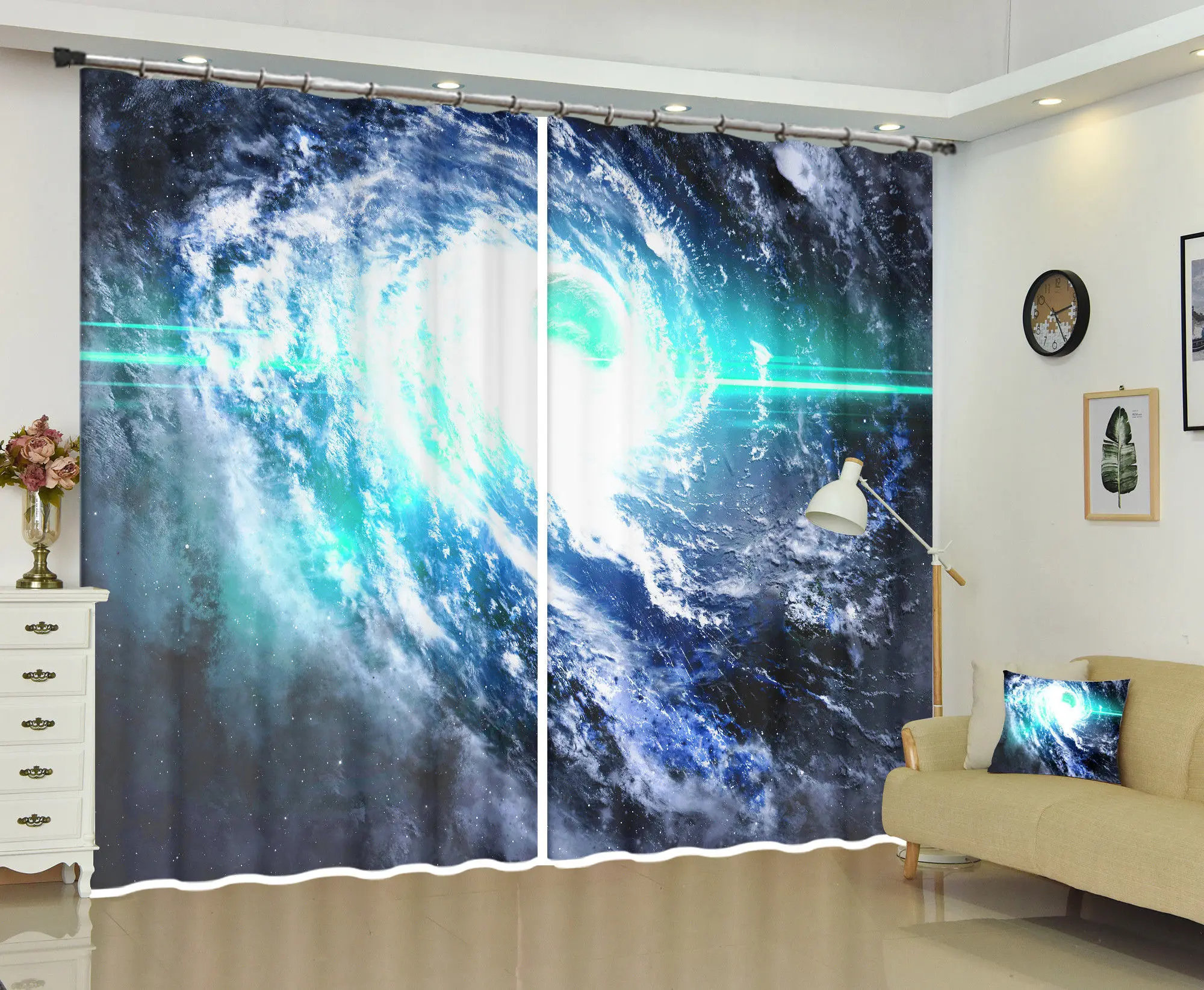 Космическая планета черная дыра личности 3D затемненные шторы на карту