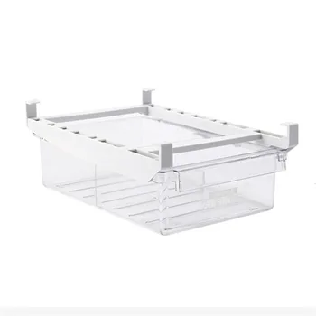 

Pull-Out Fridge Drawer Organizer, Freely Pullable Refrigerator Storage Box with 2 Divided Sections, Anti-Skid Design