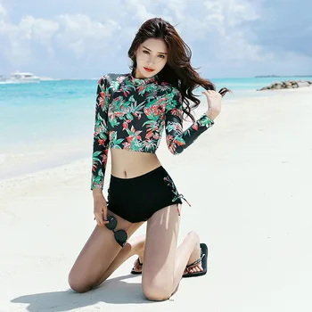 

Bathing Suit Swimsuit Female Large Size Swimsuits Woman Two Pieces Swimwear Women's Push Up Ins Long Sleeve Sexy High Waist