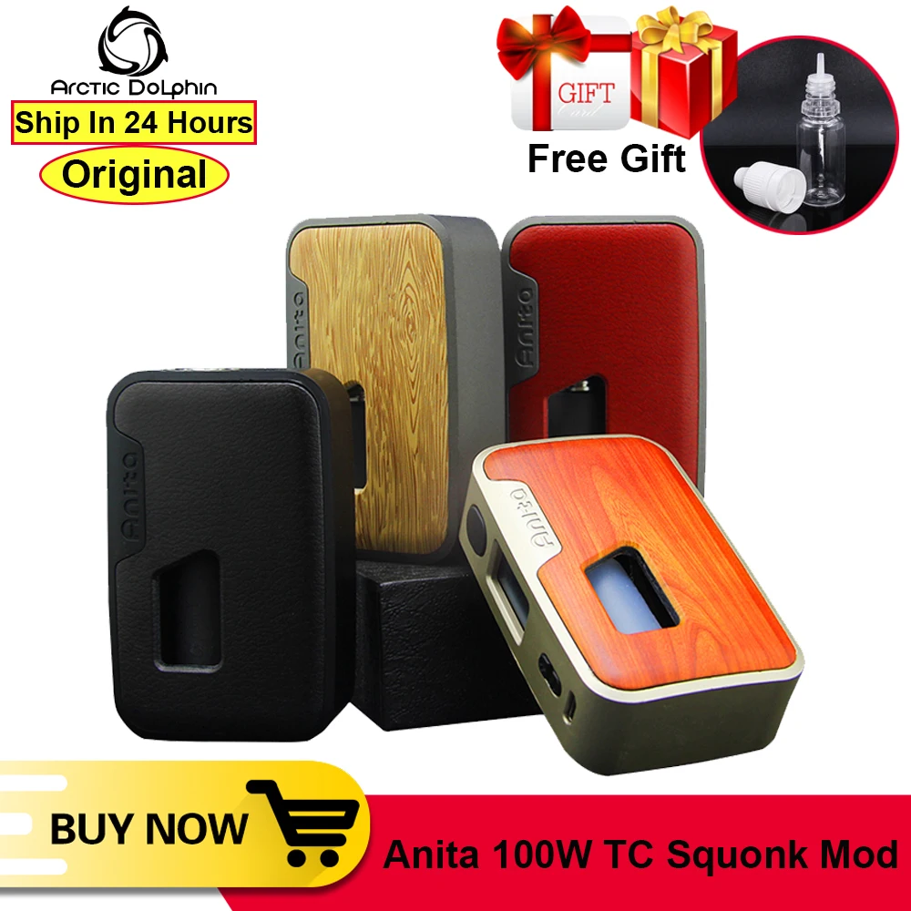 Оригинальный Arctic Dolphin Anita 100 Вт TC VW APV Squonk Box Mod Squonker электронная сигарета 5 OLED белый
