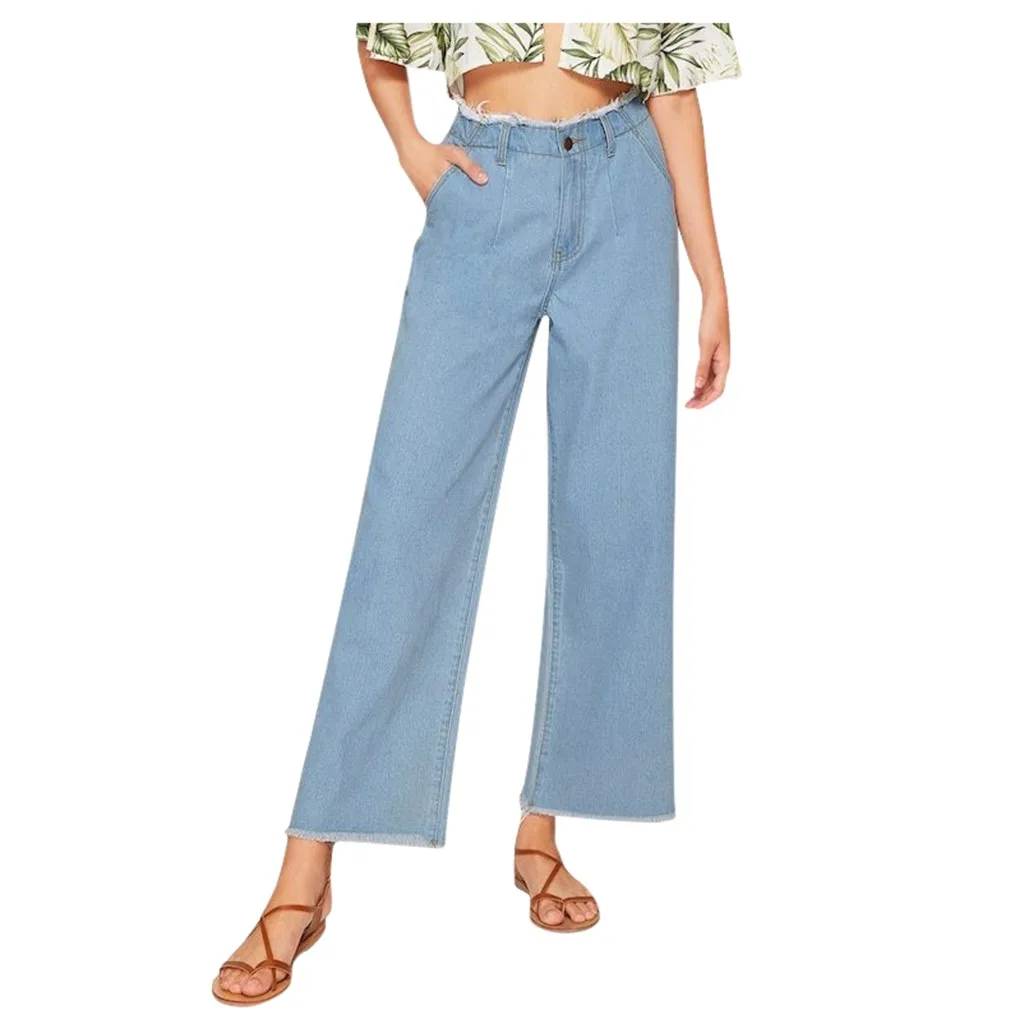 Jaycosin New Fashion Ladies Casual Wild Loose Leg High Waist Jeans Elastic Stretch Thin Female Soft Plus Size Leggins Jeans 10#4