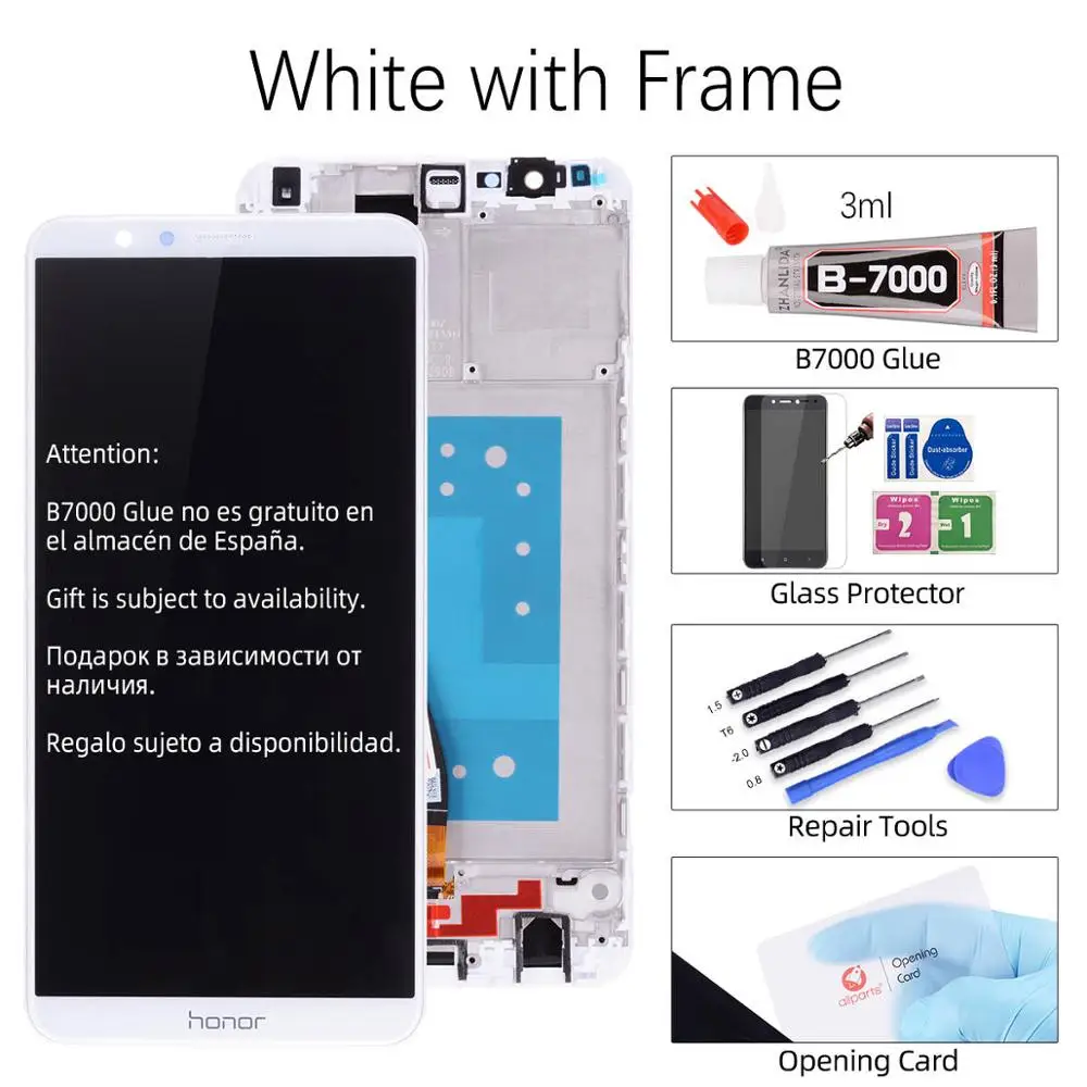 White with Frame Дисплей для huawei Honor 7x Дисплей Сенсорный экран, с корпусом, запасные части для Honor 7x ЖК-дисплей Дисплей BND-L21 BND-L22 BND-L2 - Цвет: White with Frame
