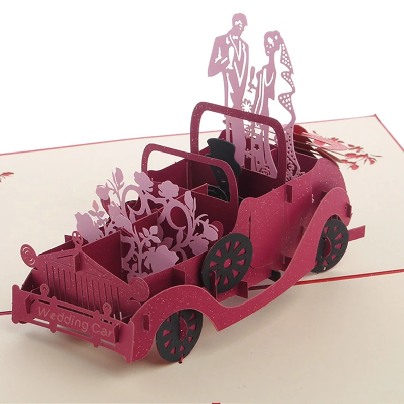 3D всплывающие старинные автомобиль поздравительная открытка свадьба Валентина приглашение на день рождения