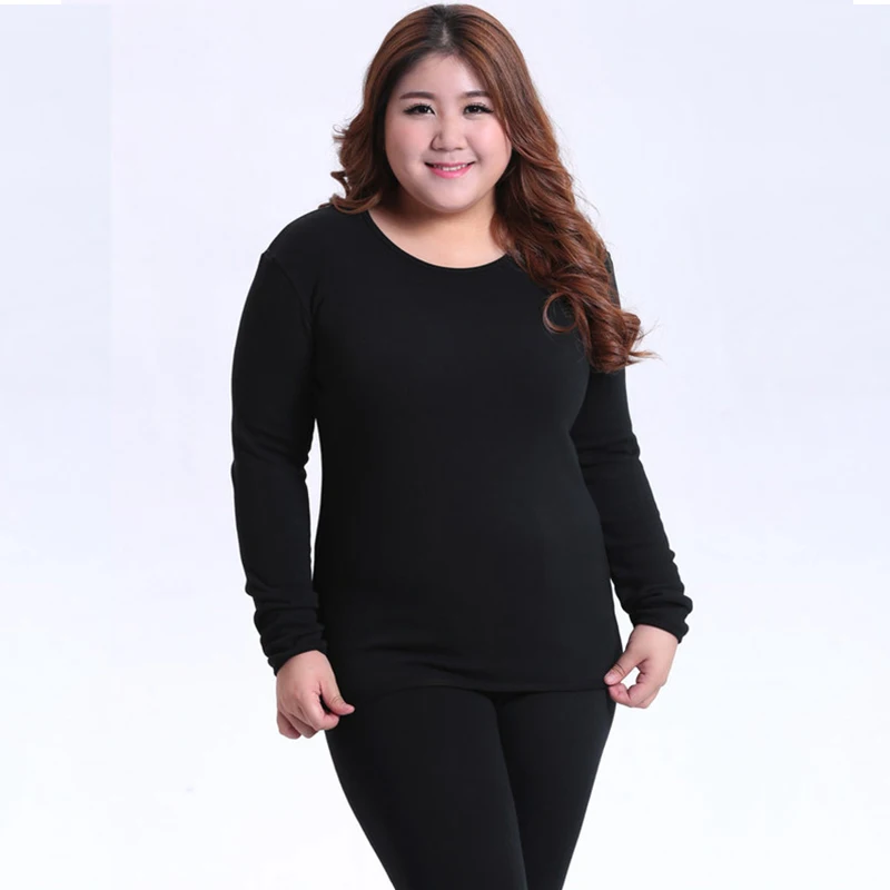 SeeBest 6XL женское термобелье набор костюм зимний размера Плюс флисовые кальсоны для мам плоская внутренняя одежда Большая одежда черного цвета