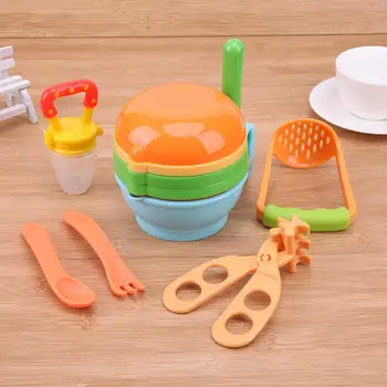 

12pcs/Set Baby Food Grinding Bowl Supplement Scissors Spoon Fruit Processor Juice Press Machine Suit for Infant Baby Feeding