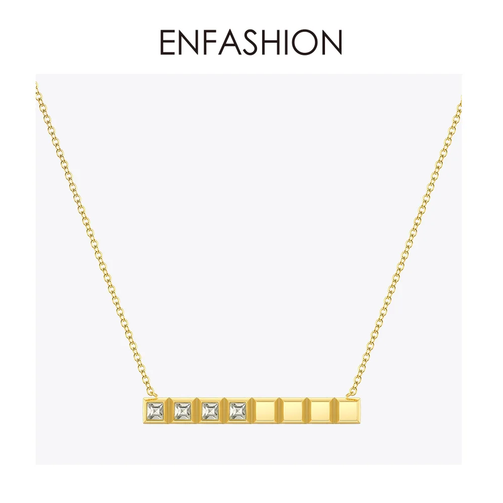 ENFASHION, ожерелье-чокер в стиле панк с кристаллами и пирамидой, женское золотистое ожерелье с подвеской из нержавеющей стали, s Femme, модное ювелирное изделие P193036