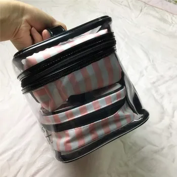 

4pcs/set Stripe Multi-function Large Capacity Cosmetic Bag Women Travel Toiletry Bag Organizer Makeup Kit Very Popular
