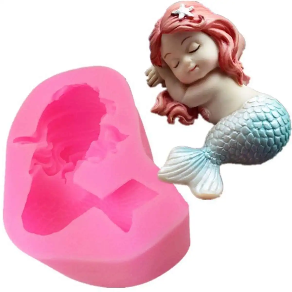 2 цвета силиконовые формы Морская звезда Русалка Торт Шоколад 3D форма для мыла Сделай Сам форма свечи кухонные принадлежности для выпечки