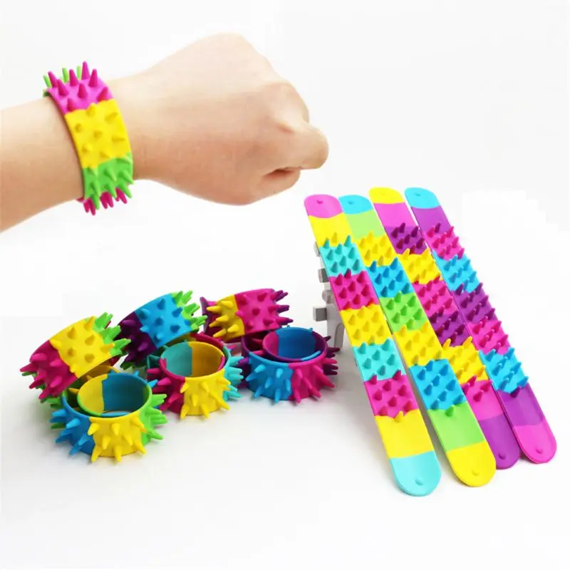 Spiky Slap Bracelet Silicone Spike Fidget Bracelets Office School Classroom Sensory Classic Toy Antistress For Children | Игрушки и