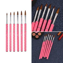 

1Pc Nail Art Pen Acrylic Brush Metal Handle With Powder Rod Hair Pencil UV Gel Drawing Painting Nail Liner Brush Pennicure Tools