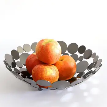 

Wrought Iron Hollow Fruit Plate Petals Shaped Bread Dish Plate Food Basket Desktop Storage Basket Vegetable Candy Holder