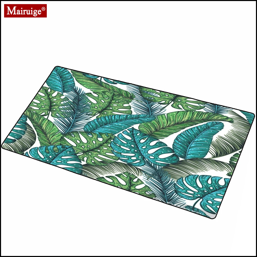 

Logo Mouse Pad Banana Leaf Tropical Rainforest Desk Mat Computer PC Keyboard Pad Cactus Green Leaf Landscape Mousepad 900x400mm