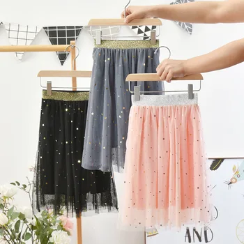 

Girls Mesh Long Skirts Chirdren 2-8T Multi-layer Star girls skirt Princess gauze sequined faldas