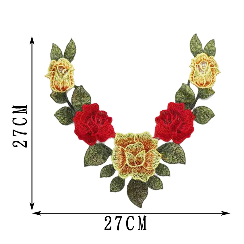 3D Цветочный Цветок Кружева вышитые Venise шеи воротник отделка Одежда Аксессуары для шитья аппликация патч