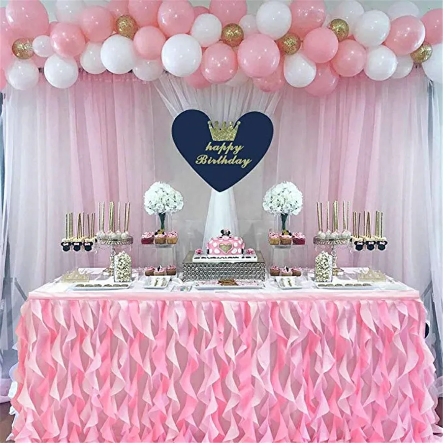 Table Skirt Tulle Table Skirt for Wedding Decoration Baby Shower Birthday Banquet Party Wedding Skirting 180x77cm