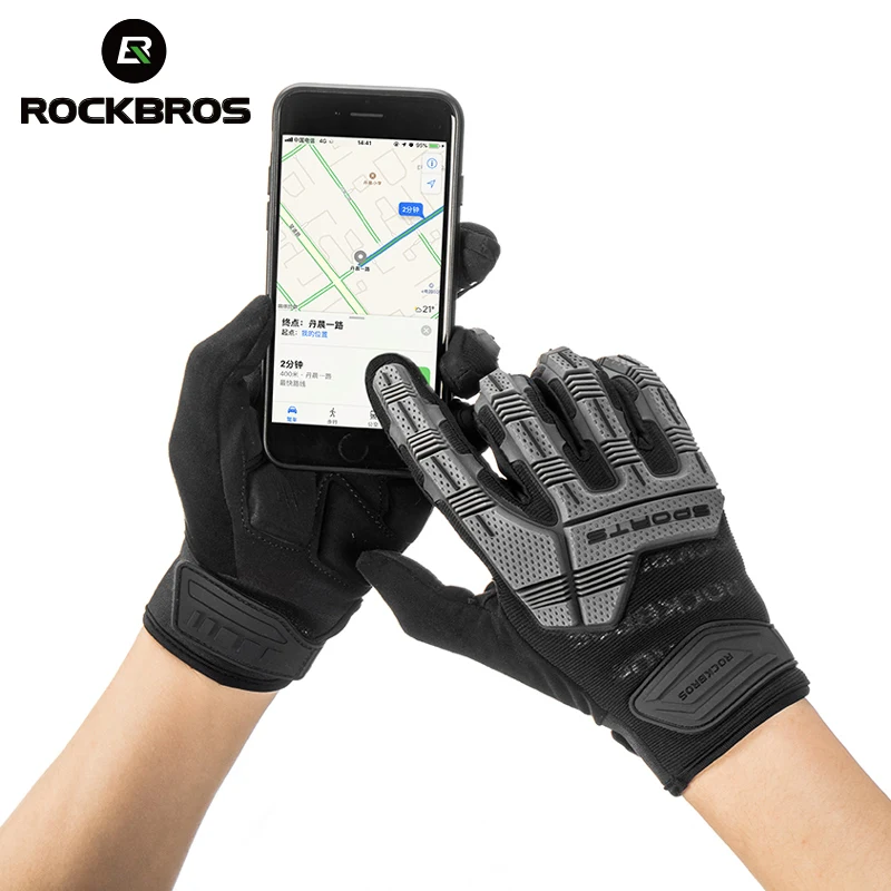 ROCKBROS Bike Gloves MTB Road Autumn Winter Warm Cycling Gloves Screen Touch Full Finger Bicycle Gloves Outdoor Sport Gloves 3