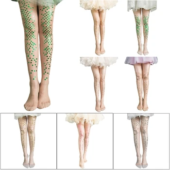 

Women Elastic Printed Stockings Fish Scale Tights Transparent Pantyhose